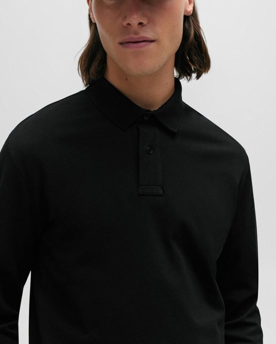 BOSS Orange Passerby Mens Long Sleeve Stretch-Cotton Polo Shirt with Logo Patch NOS - Image 2