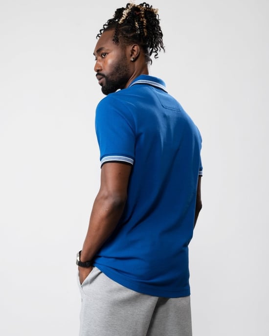 BOSS Blue Paddy Contrast Mens Polo NOS - Image 4