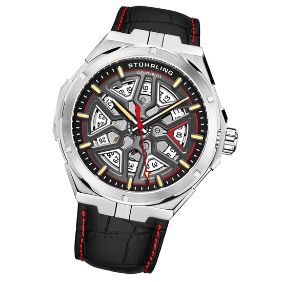 Silver och svart Gio Swiss automatiskt 44 mm skelett - Image 2