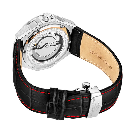 Silver och svart Gio Swiss automatiskt 44 mm skelett - Image 3