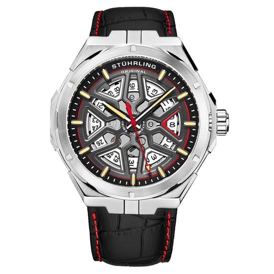 Silver och svart Gio Swiss automatiskt 44 mm skelett - Image 1
