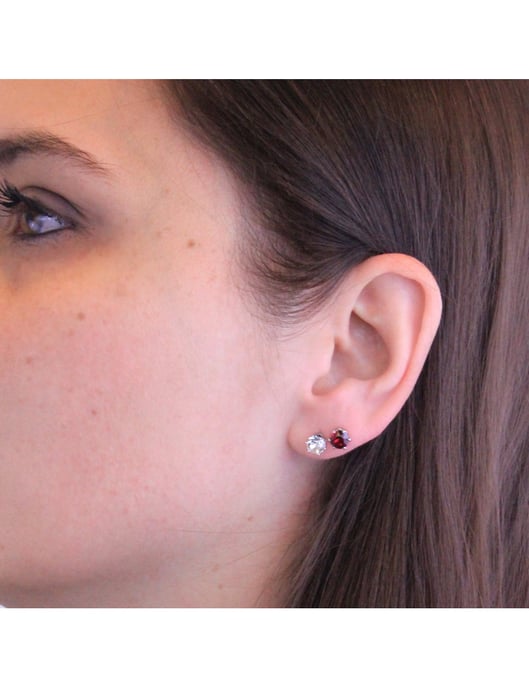 Birth Stone January Earrings - Silver and Red - Image 2