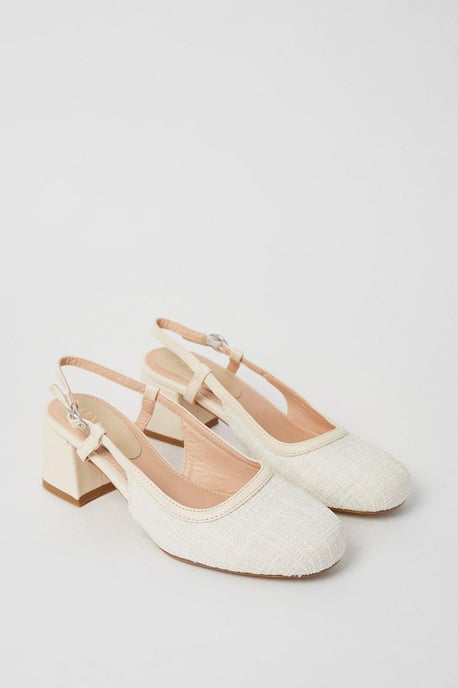 Vara Textile Block Heel Slingback Court Shoes