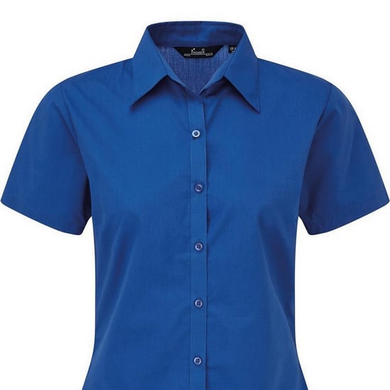 Premier Short Sleeve Poplin Blouse / Plain Work Shirt (Royal) - Image 2