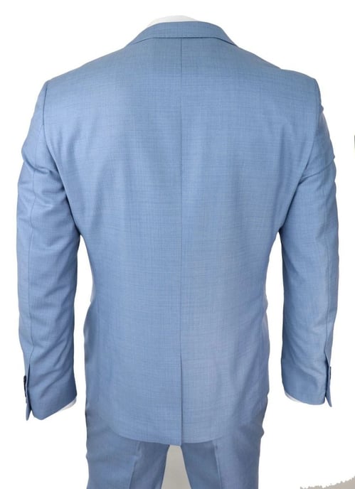 Mens 3 Piece Light Blue Classic Stitch Retro Suit - Image 3