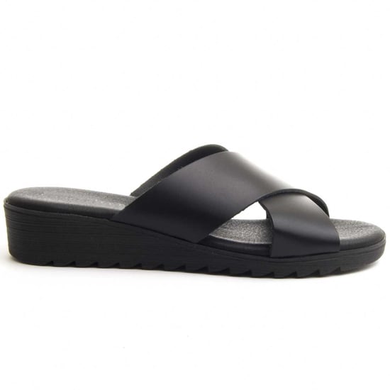 Confortable wedge sandal Purapiel in Black
