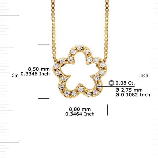 DIADEMA - Necklace with Diamonds - Flower - Yellow Gold