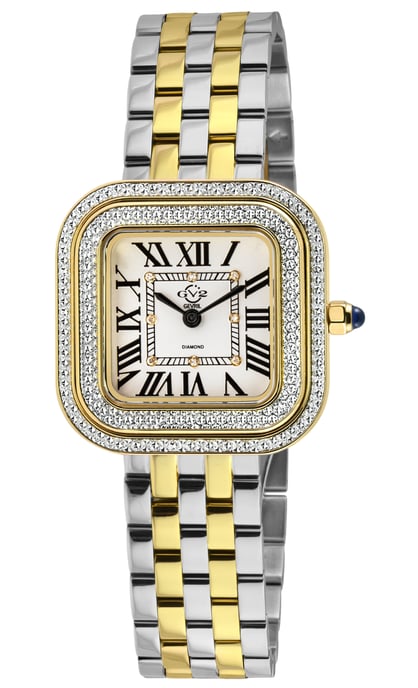 GV2 Bellagio Women's Swiss Made Diamond Silver-White Dial, Two toned SS/IPYG Bracelet Watch - Image 1