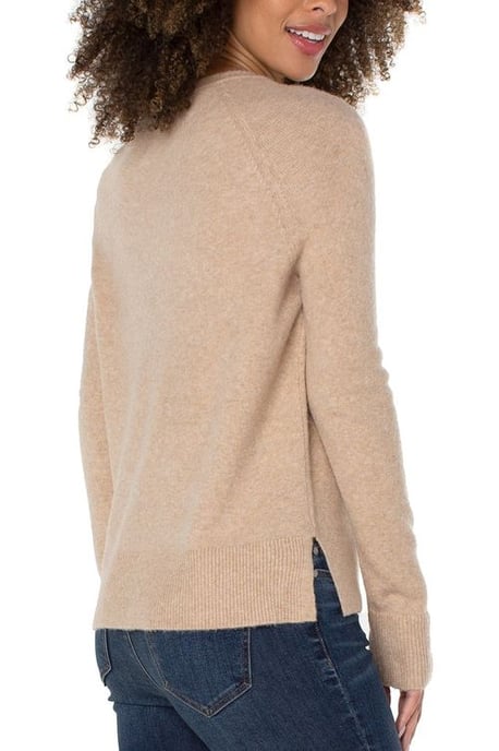 Raglan Sweater With Side Slit Oatmeal Heather