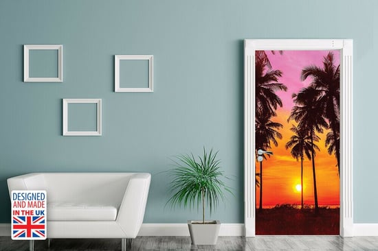 Tropical Sunset Self-Adhesive Door Mural Sticker For All Europe Size 90CmX200CM
