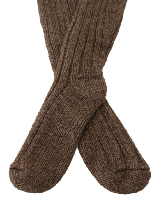 Dolce & Gabbana Chic Brun Ullblandning Höga Strumpor för Kvinnor - Image 2