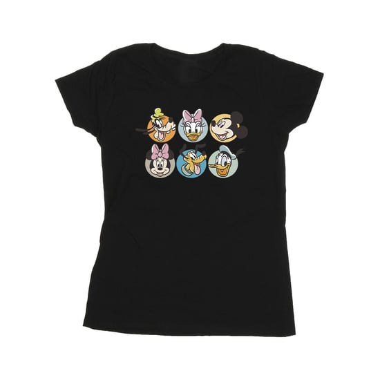 Disney Womens/Ladies Mickey Mouse And Friends Faces Cotton T-Shirt (Black)