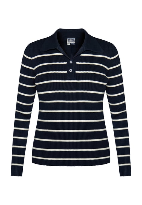 Dreimaster Knitted pullover women marine wool white - Image 1