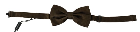 Dolce & Gabbana Brown Polka Dot Silk Adjustable Bow Tie - Image 1