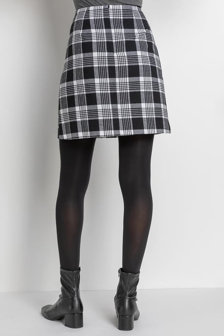 Check Print Zip Pocket Skirt