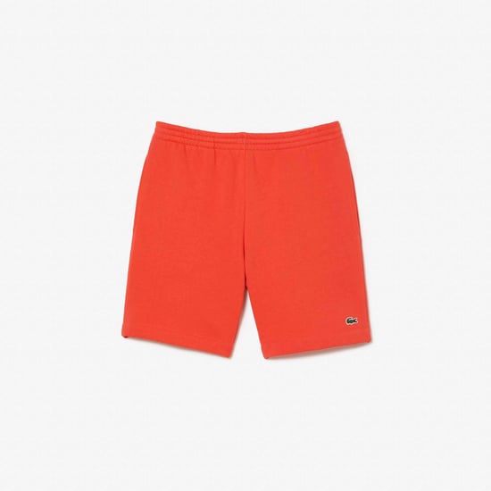 Men's Lacoste Regular Fit Fleece Shorts in Orange