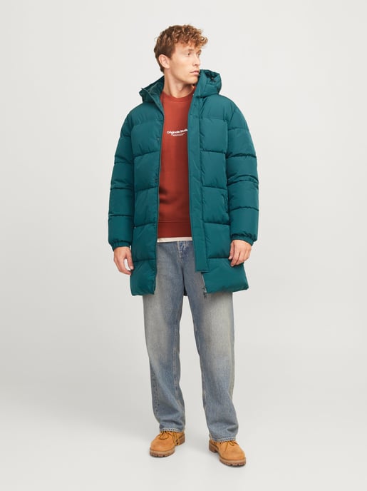 Jack & Jones Long Line Puffer Coat Padded Zip Fastened Hooded