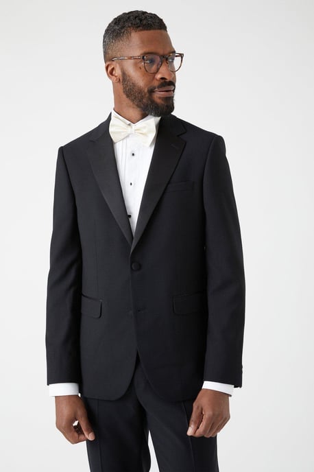 Skinny Fit Black Tuxedo Suit Jacket - Image 1