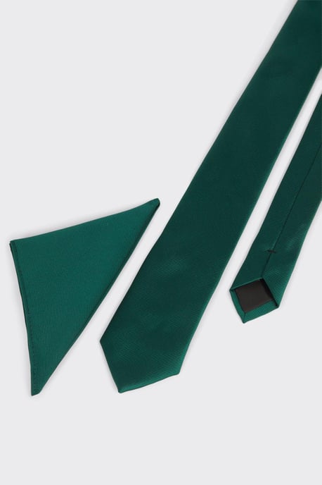 Forest Green Tie And Pocket Square Set