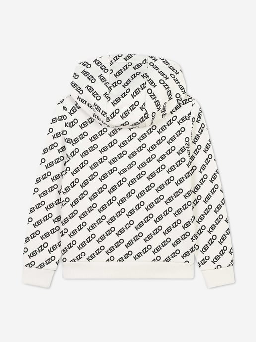 KENZO Kids Logo Print Hoodie in Ivory