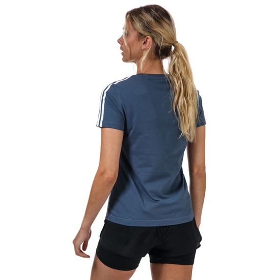 Women's adidas Essentials 3-Stripes T-Shirt in Blue-White - Image 2