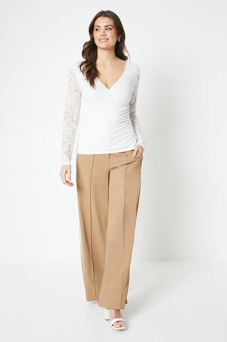 Jersey Lace Sleeve Wrap Top
