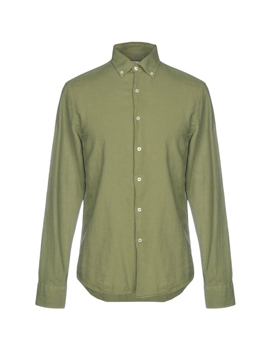 Henry Cotton'S Man Shirts Military green Cotton