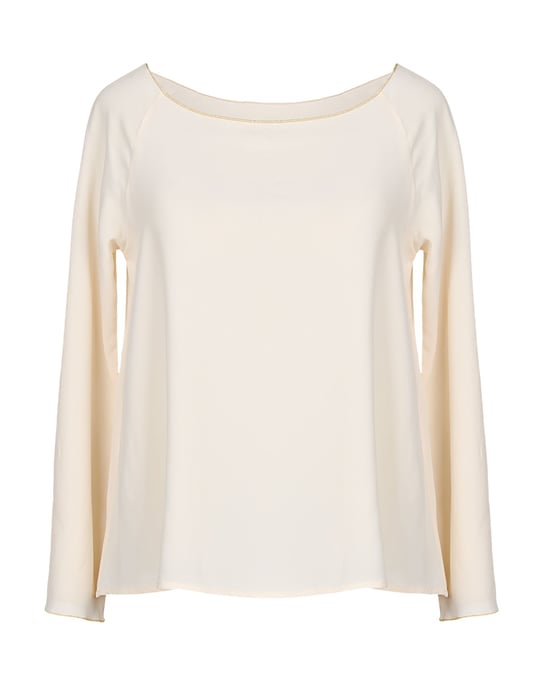 Merci Beige Crepe Long Sleeve Blouse