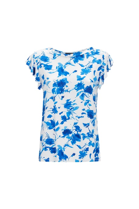 Floral Print Frill Sleeve T-shirt