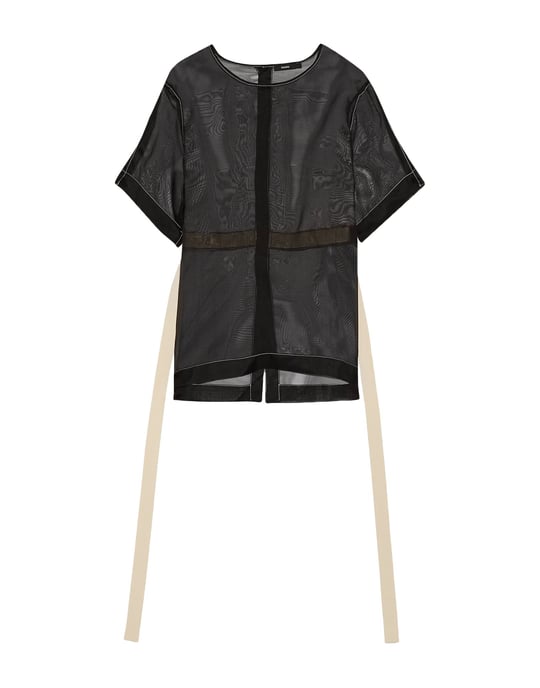 Bassike Black Silk Organza Blouse