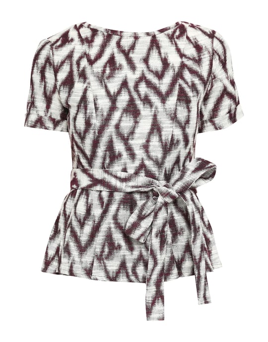 Ba&Sh Purple Print Cotton Short Sleeve Blouse