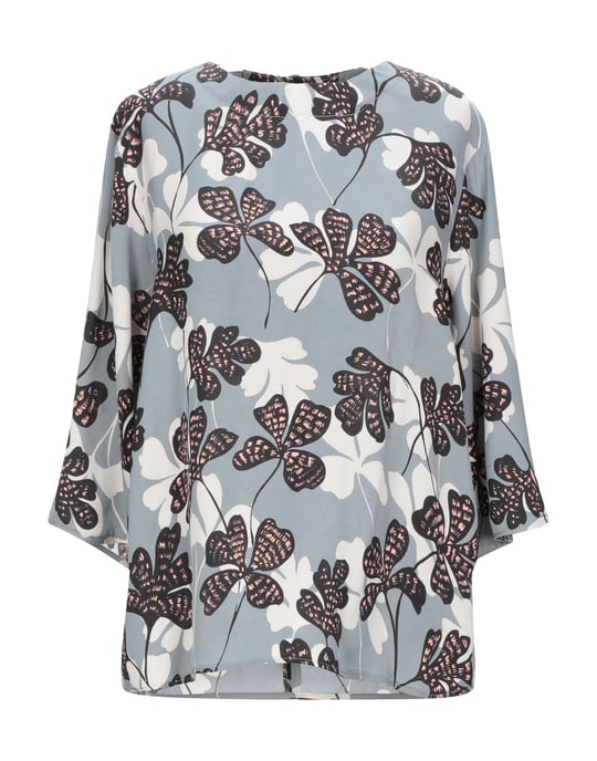 Alysi Grey Print Silk Blouse
