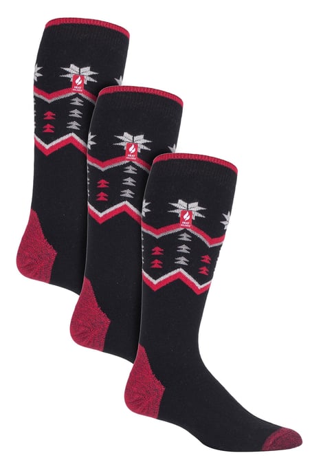 3 Par Multipack Ultra Lite Skidstrumpor för herrar | Värmehållare | Funky Mönstrade Randiga Knästrumpor - Black Fairisle - Image 1