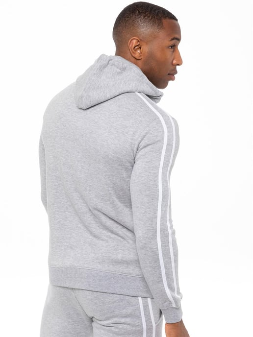 Enzo | Mens Pullover Tape Hoodie Tracksuit Set - Grey