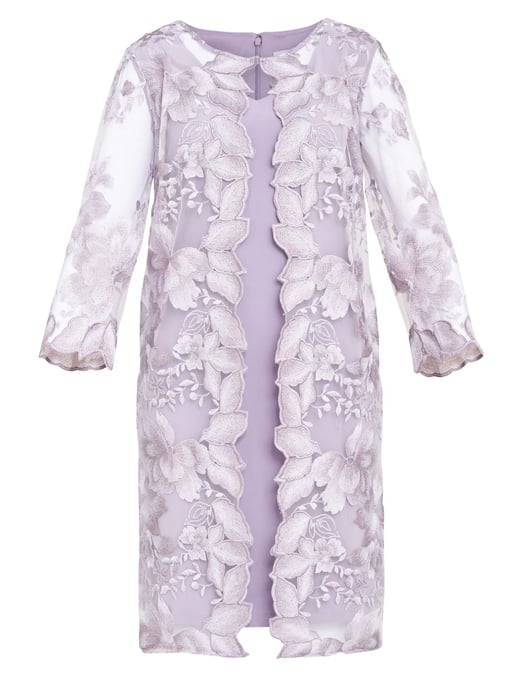 Savoy Embroidered Lace Mock Jacket With Jersey Dress