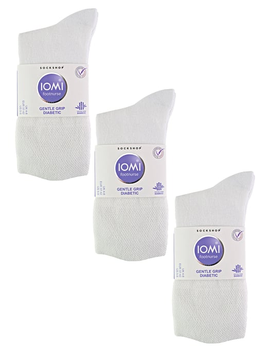 IOMI - 6 Pack Ladies Diabetic Bamboo Socks | Extra Wide Seamless Loose Non Elastic Socks for Women - White - Image 2