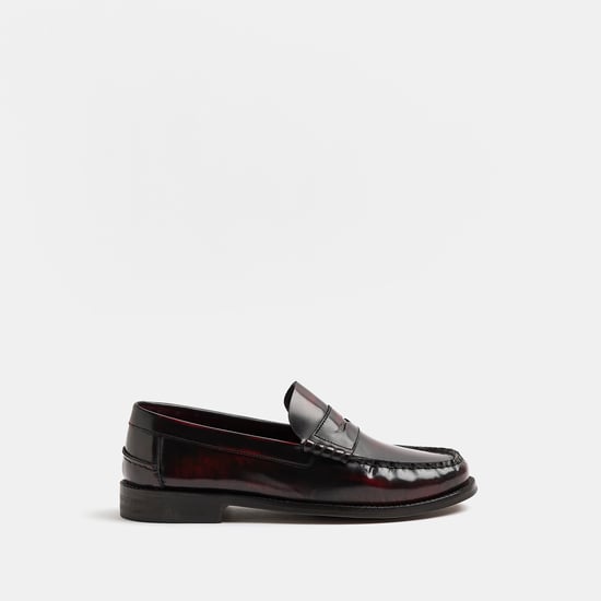 River Island Mens Loafers Slip On Shoes - Red