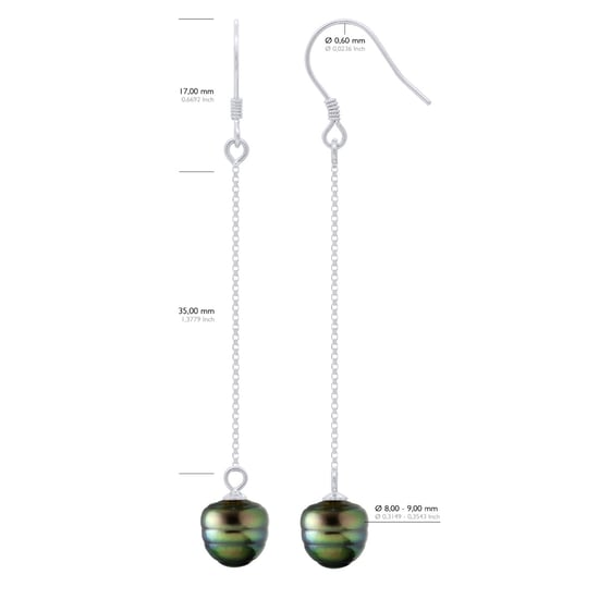Hanging Earrings - Real Cultured Tahiti Pearls Circled 8-9 mm