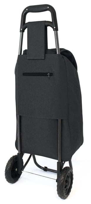 40L Black Lightweight Wheeled Folding Durable Cart Strong Grocery Bag Shopping Trolley