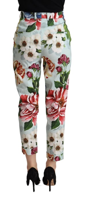 Floral Print High Waisted Tapered Cropped Pants - Image 3