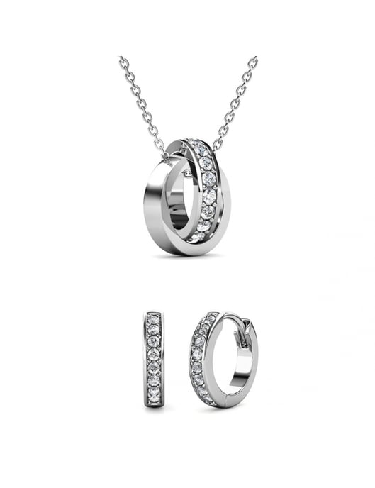 Parure et Coffret Circle Hoop - Argenté och Cristal - Image 1