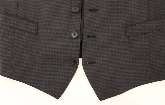Dolce & Gabbana Heren Grijs Gestreept Wollen Jurk Vest Gilet - Image 5
