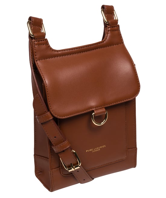 Erma' Caramel Leather Cross Body Bag