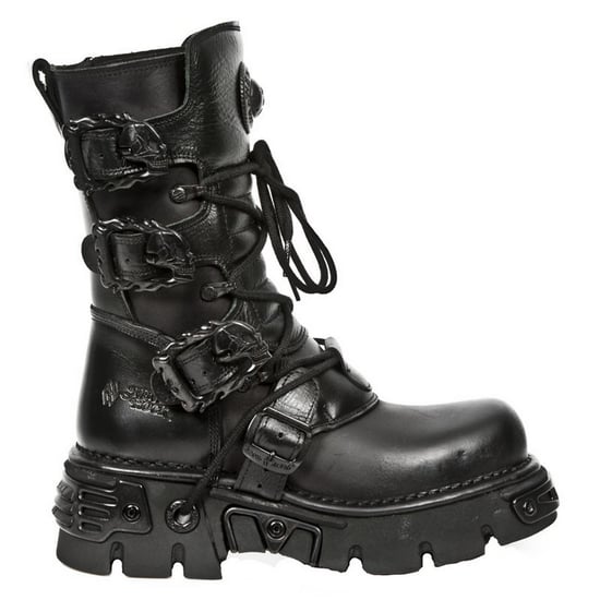 New Rock Black Leather Mid-Calf Boots-391-S18