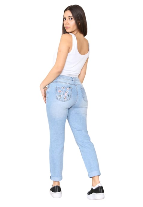 M&Co Womens High Rise Tapered Straight Leg Mom Jeans - Image 2