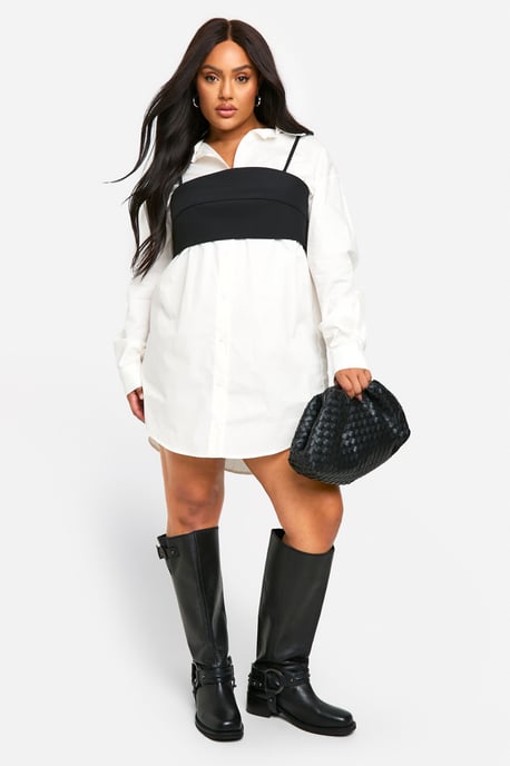 Plus Corset Detail Shirt Dress - Image 3