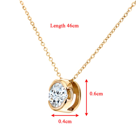 9ct Yellow Gold Rub Set Half Carat Diamond Pendant and 18" Chain - Image 2