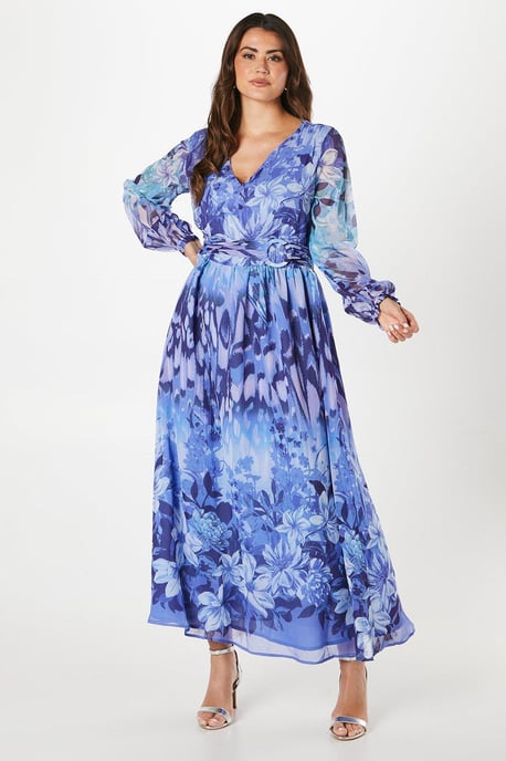 Tall Butterfly Print Belted Midaxi Dress