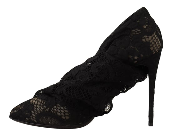 Dolce & Gabbana Women's Black Stretch Socks Taormina Lace Boots Shoes - Image 4