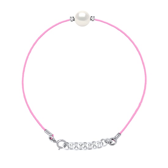 DIADEMA - Bracelet - Pink Nylon - Freshwater Pearl - Diamonds
